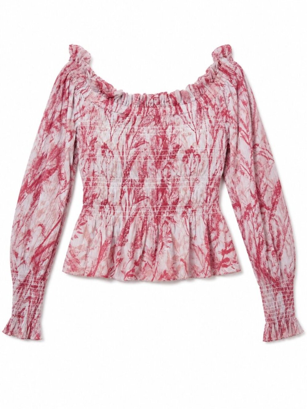 ALLSAINTS Lara Grasmere Soft Cherry Floral Off The Shoulder Top size 8 NWOT
